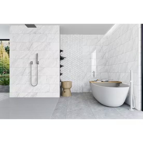 Harmony White Polished Porcelain Tile, 12 x 24 (photo 3 of 4)