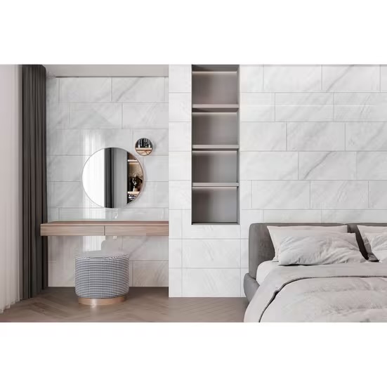 Harmony White Polished Porcelain Tile, 12 x 24 (photo 4 of 4)
