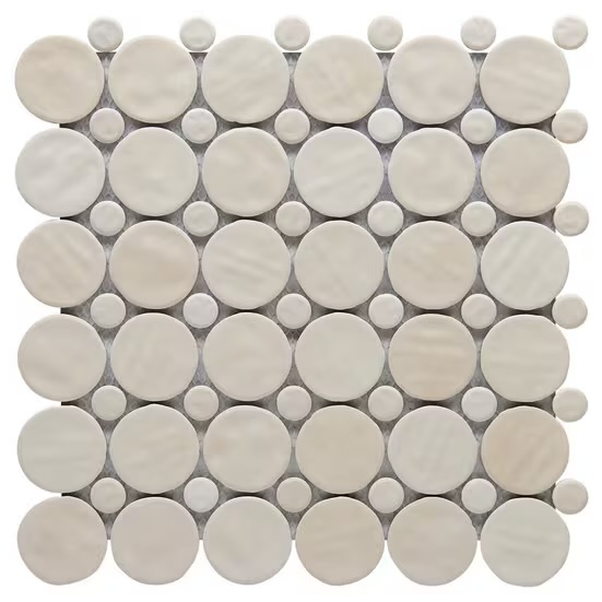 Zellige Bone Circle Matte Porcelain Mosaic, 12 x 12 (photo 2 of 3)