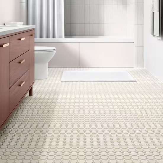 Zellige Bone Circle Matte Porcelain Mosaic, 12 x 12 (photo 3 of 3)