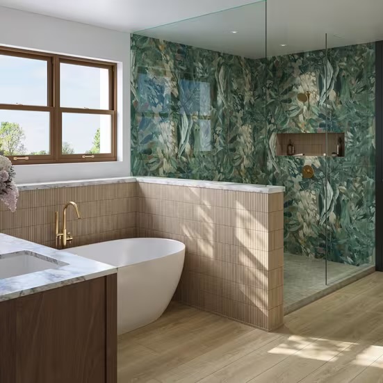 Oak Wood Look Stack Porcelain Mosaic, brown (photo 3 of 4)